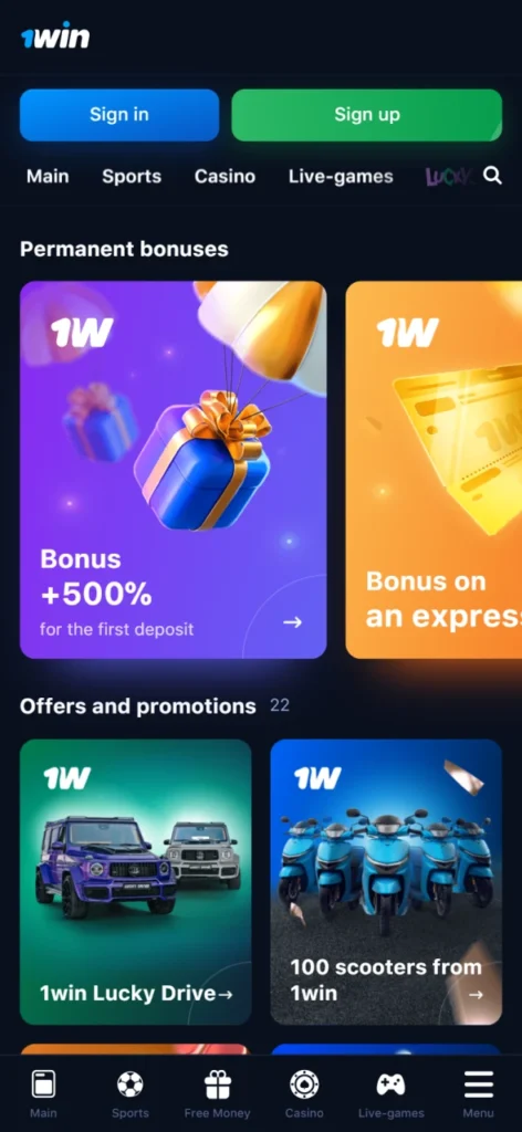 Get lucrative bonuses on sports and casino at 1Win.