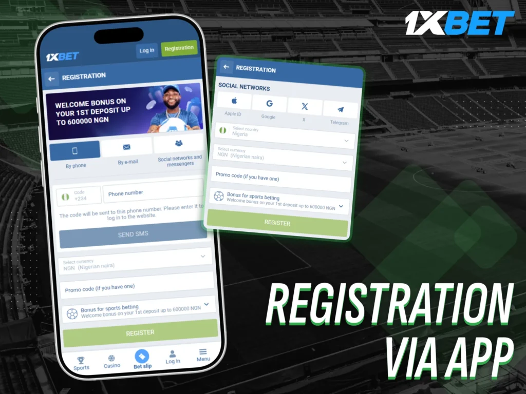 The 1xBet app allows users to create an account with ease.