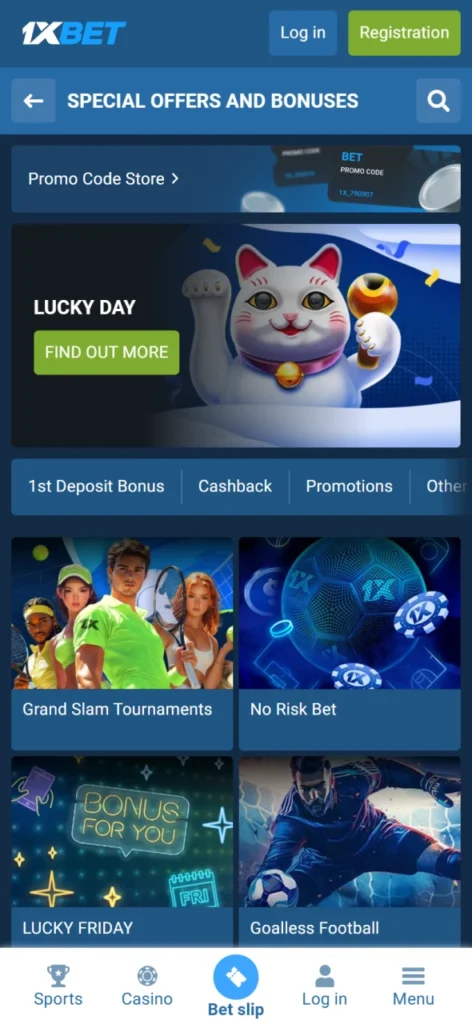 Sports and casino bonuses at 1xBet bookmaker.
