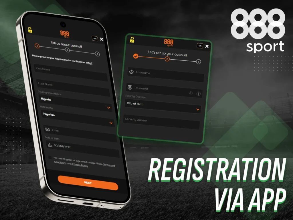 888sport users can register a new account via the mobile app.