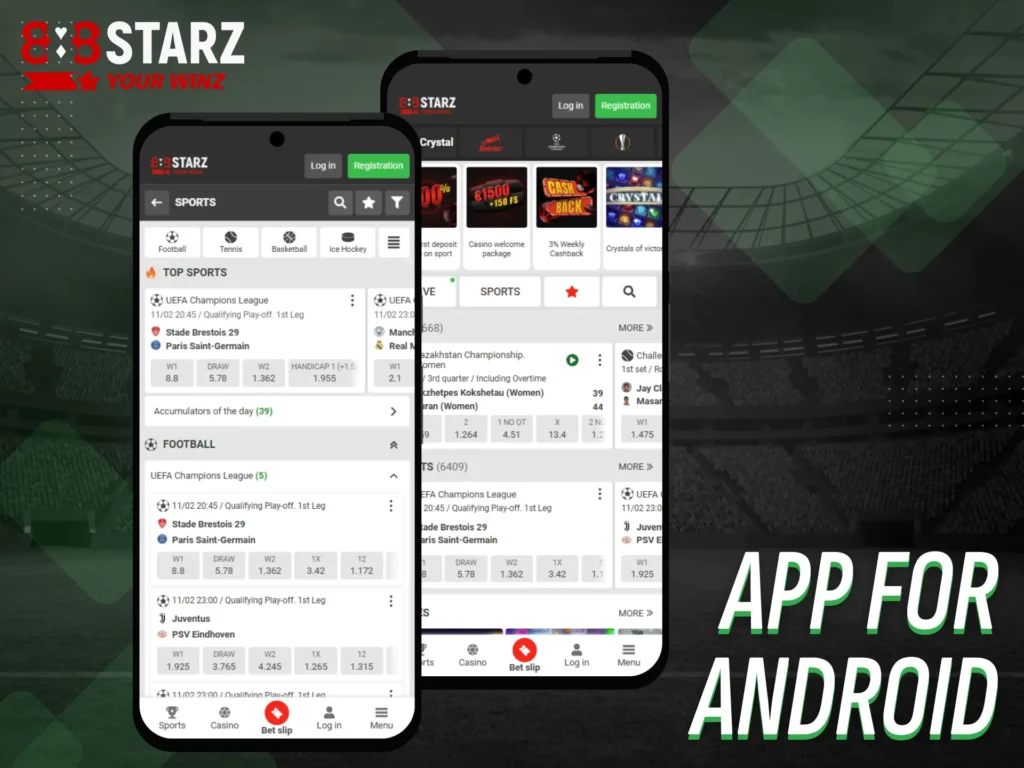 Get the 888starz app on your Android device.