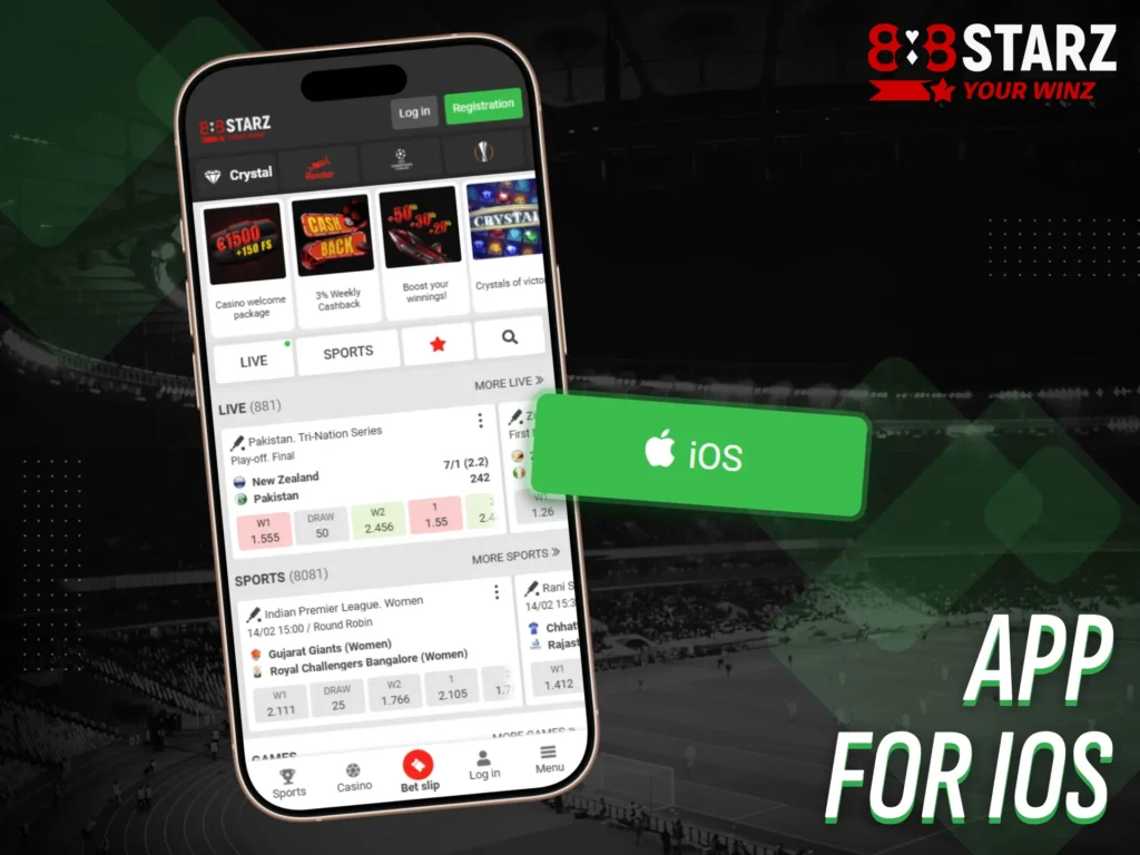 The 888starz app is free to download on iOS in Nigeria.