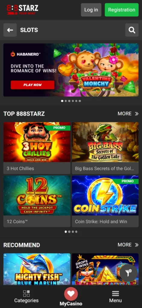Play exciting casino games at 888Starz.