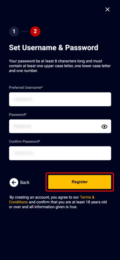 Complete your registration with Accessbet and start betting.