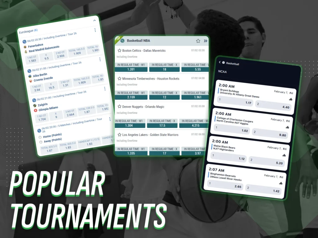 Popular basketball betting tournaments on apps in Nigeria.