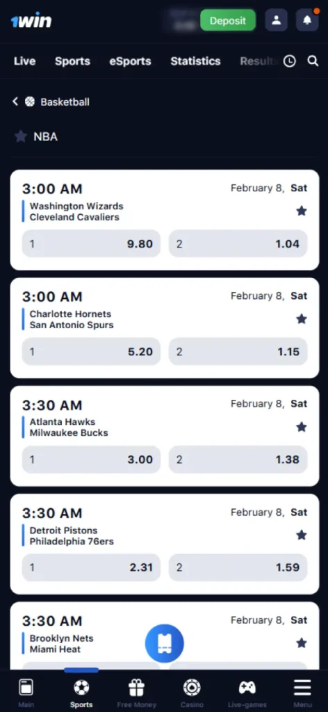 Choose the basketball game you would like to bet on.