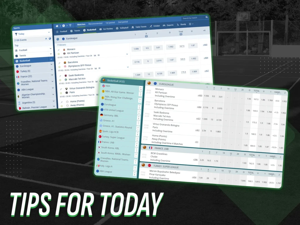 Free predictions for basketball matches today.