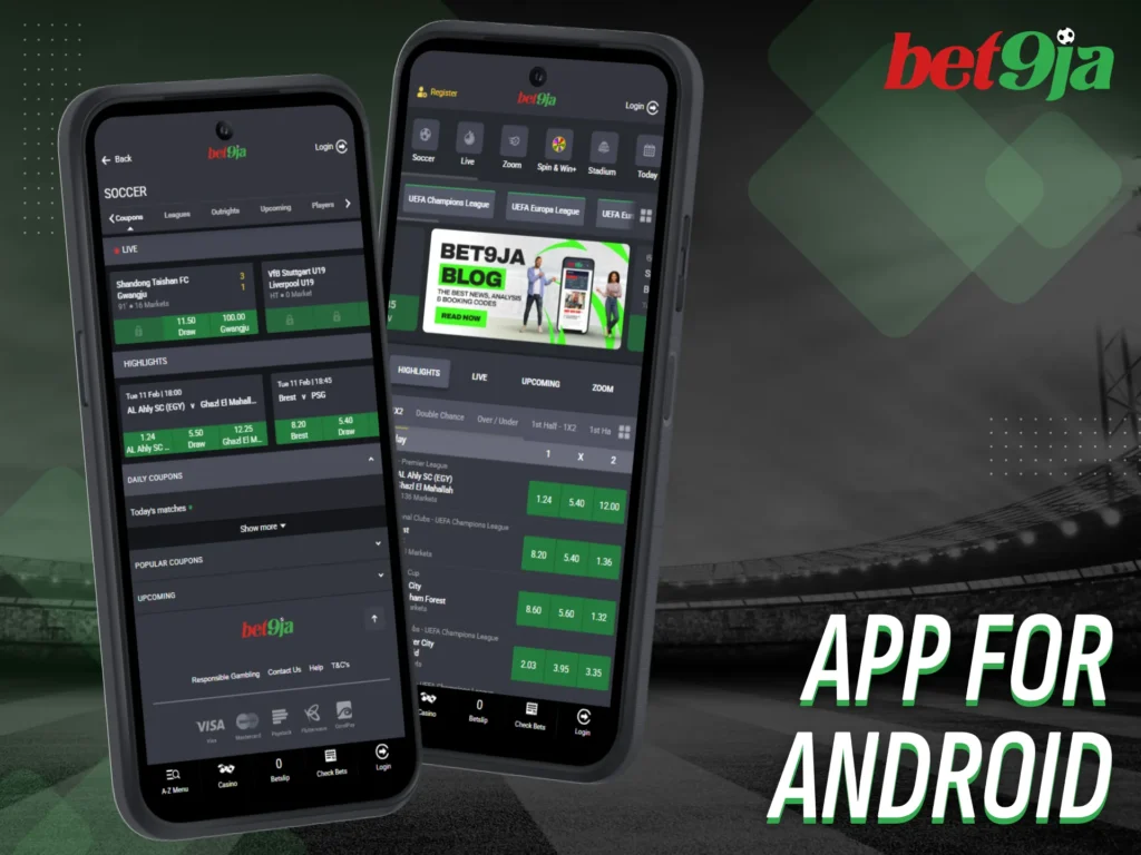 Android users can get the Bet9Ja mobile app.