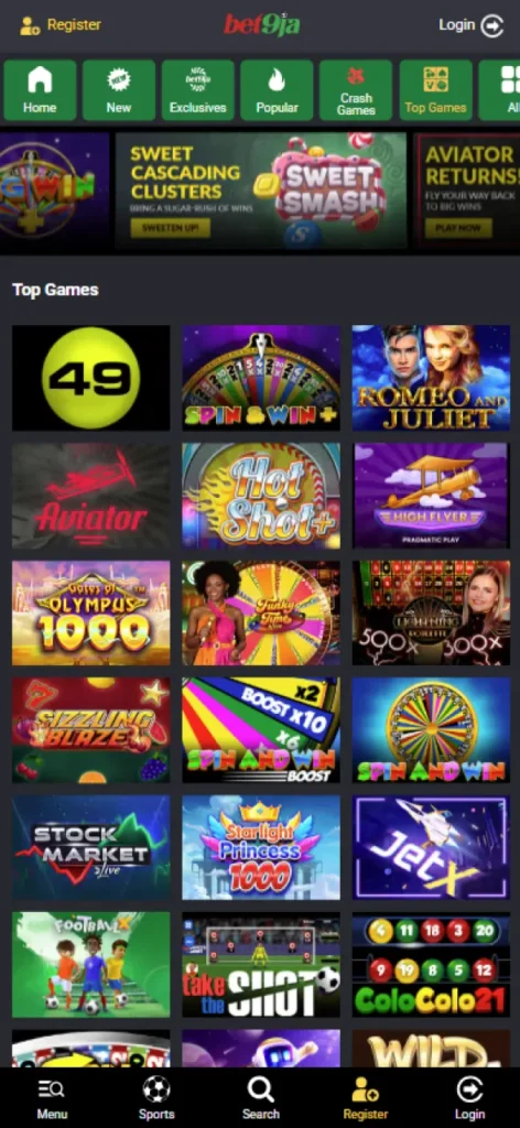 Bet9Ja offers Nigerian users a wide variety of casino games.