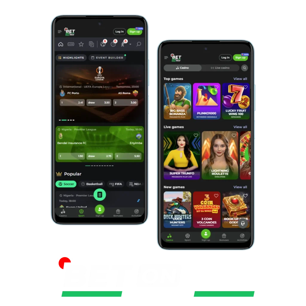 Betonred allows Nigerian players to download its app for free.