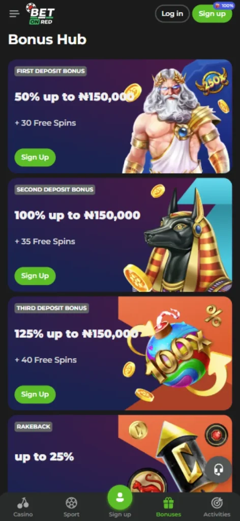 Betonred rewards Nigerian players with various betting bonuses.
