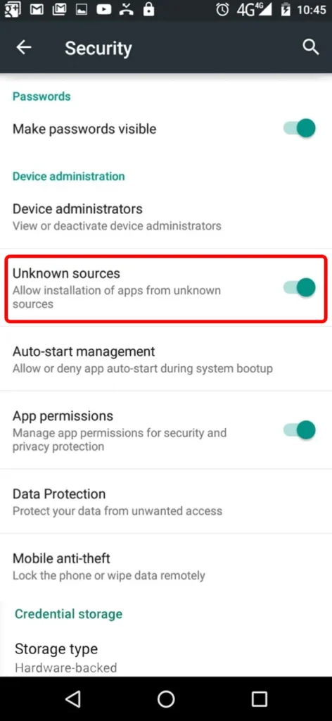 Allow installation of the Android application.