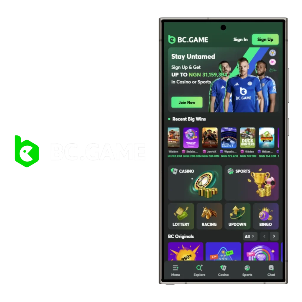 BC Game offers a Nigerian gambling app for sports betting and casino.