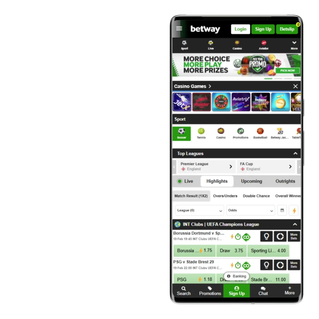 Betway is a Nigerian app designed for sports betting and casino gaming.