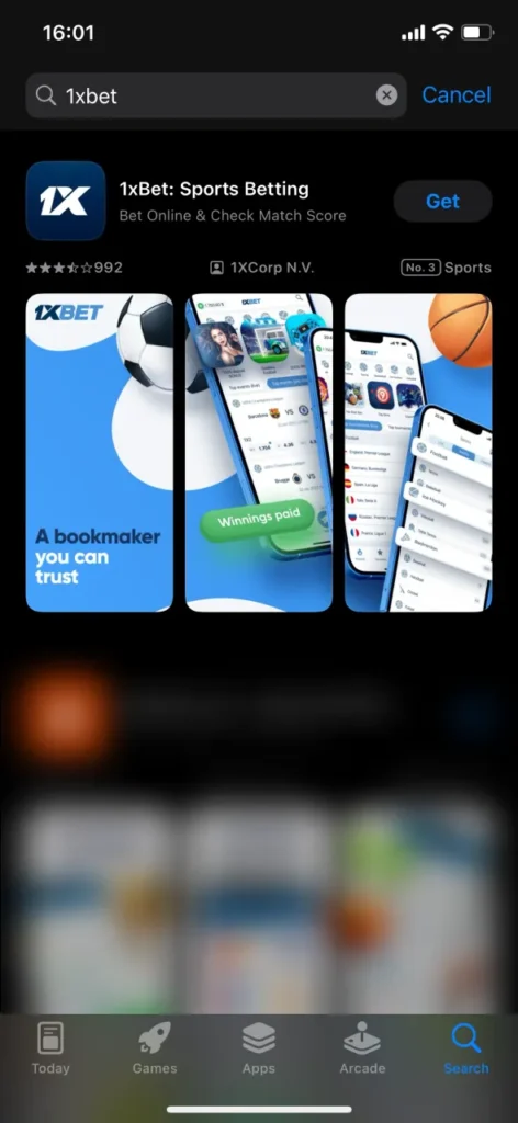 Launch the App Store to locate the bookmaker.