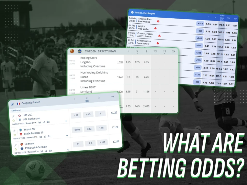 The odds of an event occurring in a sporting contest are indicated by the betting odds.