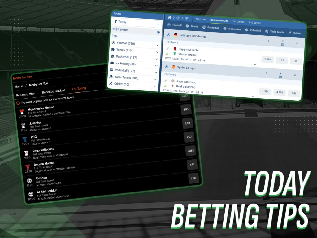 The current betting predictions are centered around games that are taking place today.