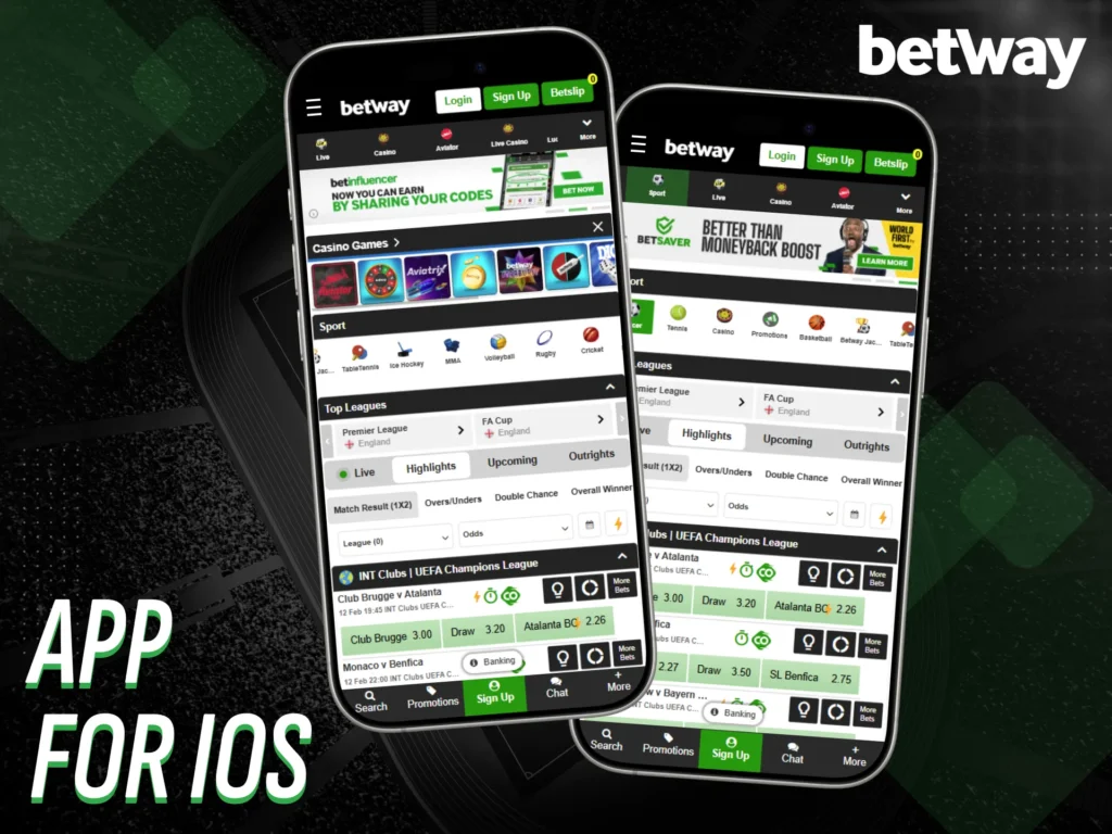 The Betway app is available for iOS customers.