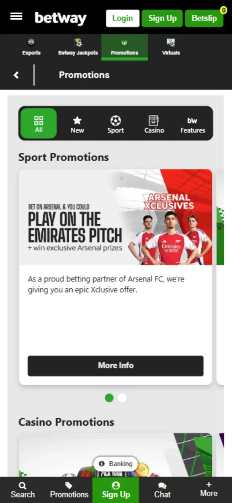 Betway features a wide range of bonuses for Nigerian users.