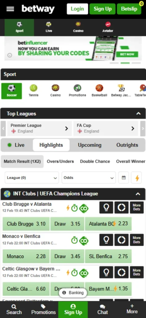 Betway features extensive sports betting markets for Nigerian players.