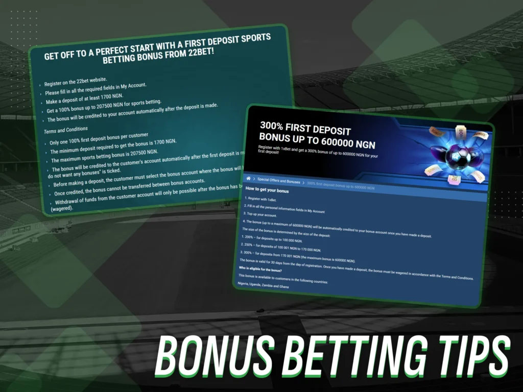 Some tips on how to get a bonus on Nigerian betting platforms.