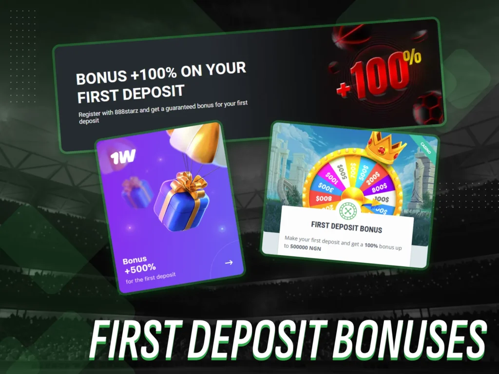 Get your first deposit bonus at a betting website in Nigeria.