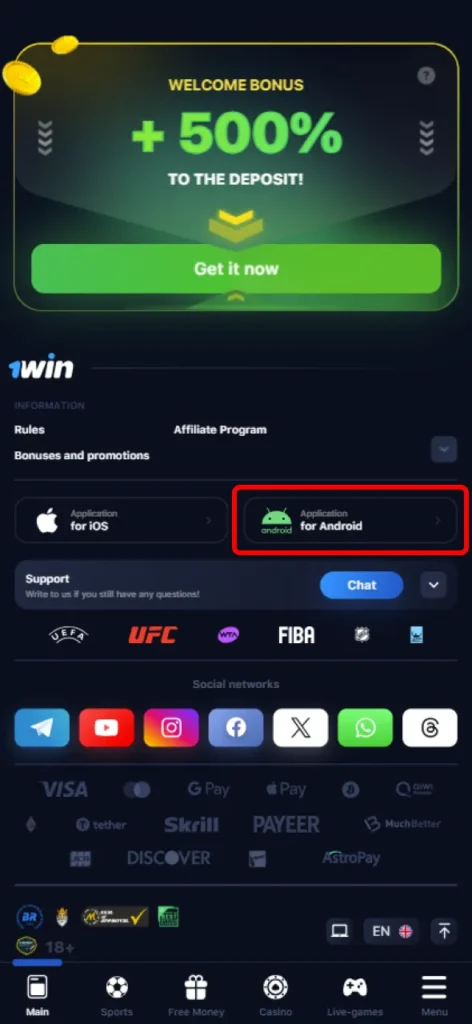 Check the Bookmaker's website for the download link to the Android APK file.