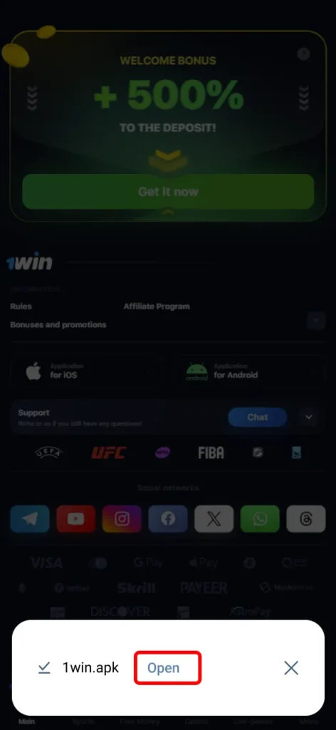 Locate the APK file on your device and launch it.