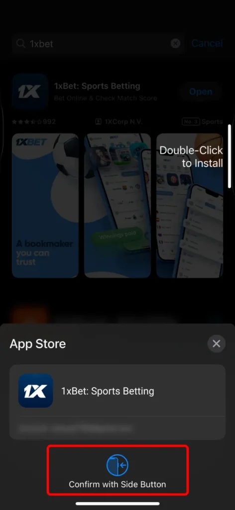 Confirm the installation of the football betting app on your iOS device.