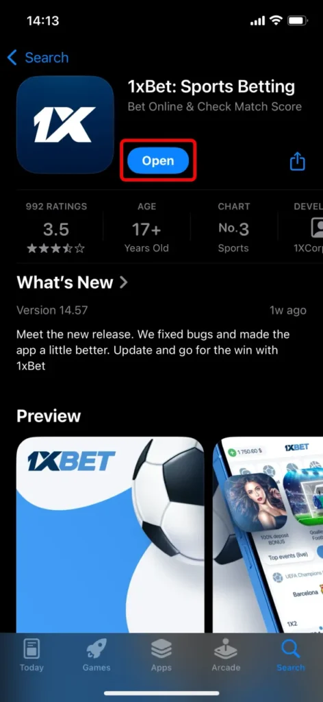 Wait for the football betting app to download and install on your iOS device.