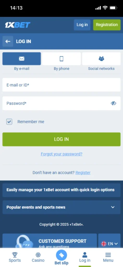 To start football betting on the iOS app, log in or create an account.
