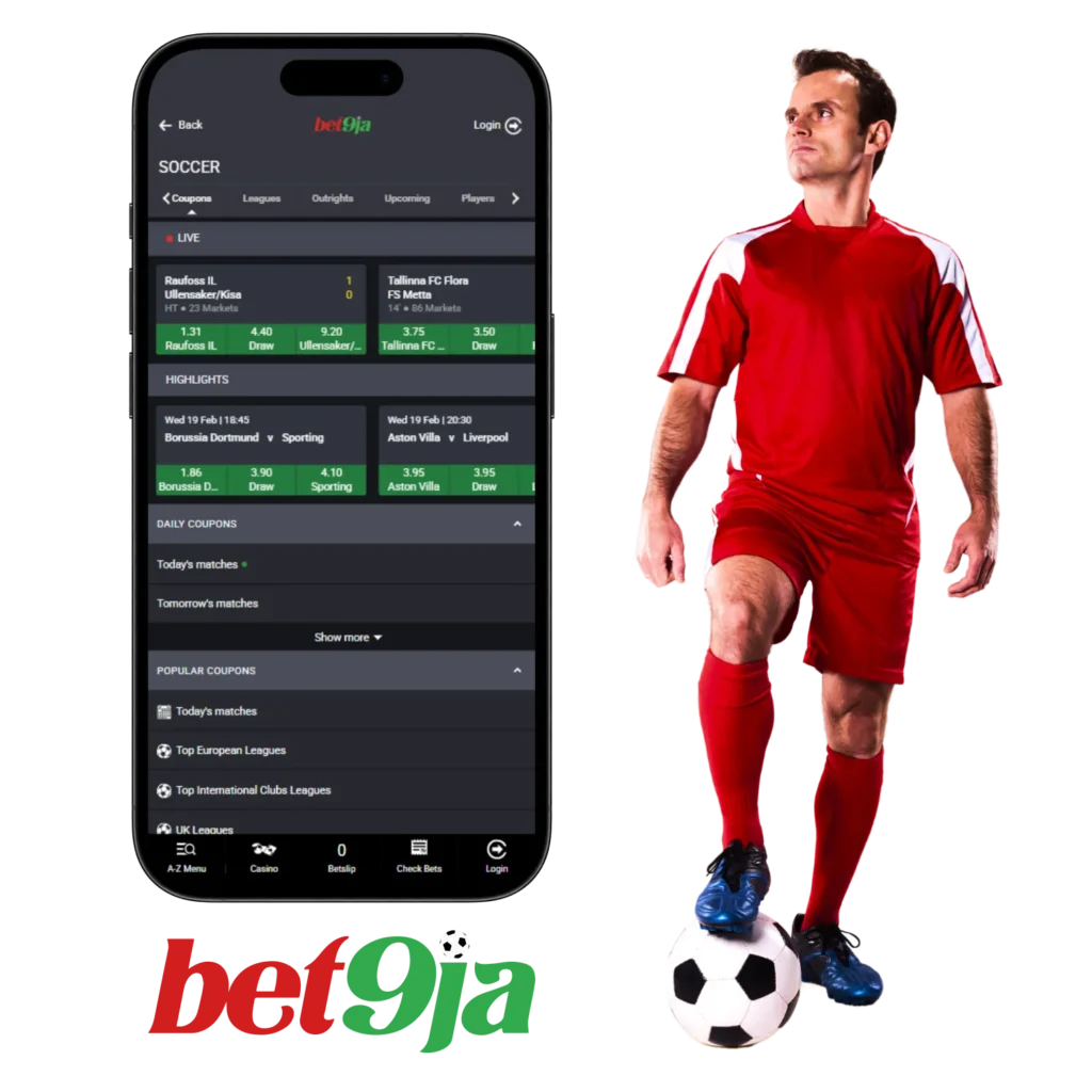Bet9Ja offers Nigerian players an easy-to-use app for football betting.