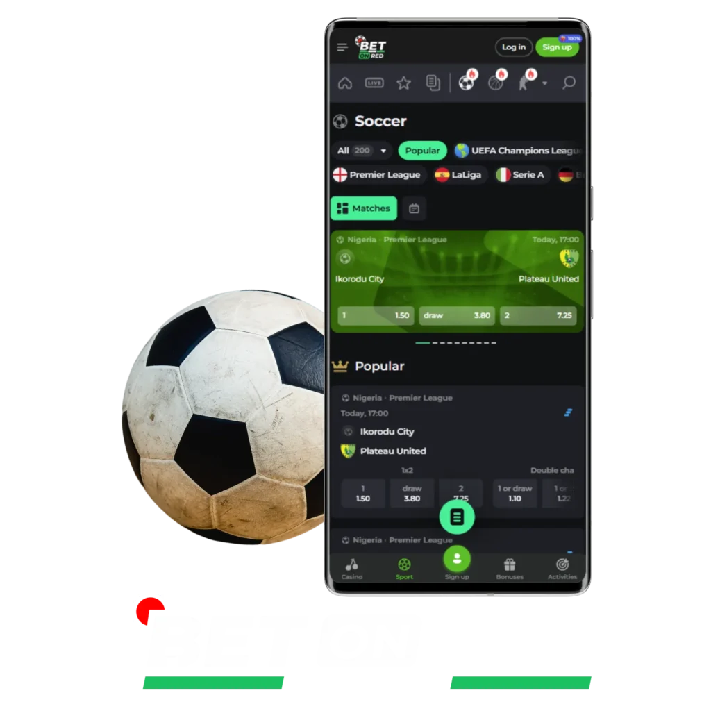 Betonred allows Nigerian users to wager on football matches through its app.