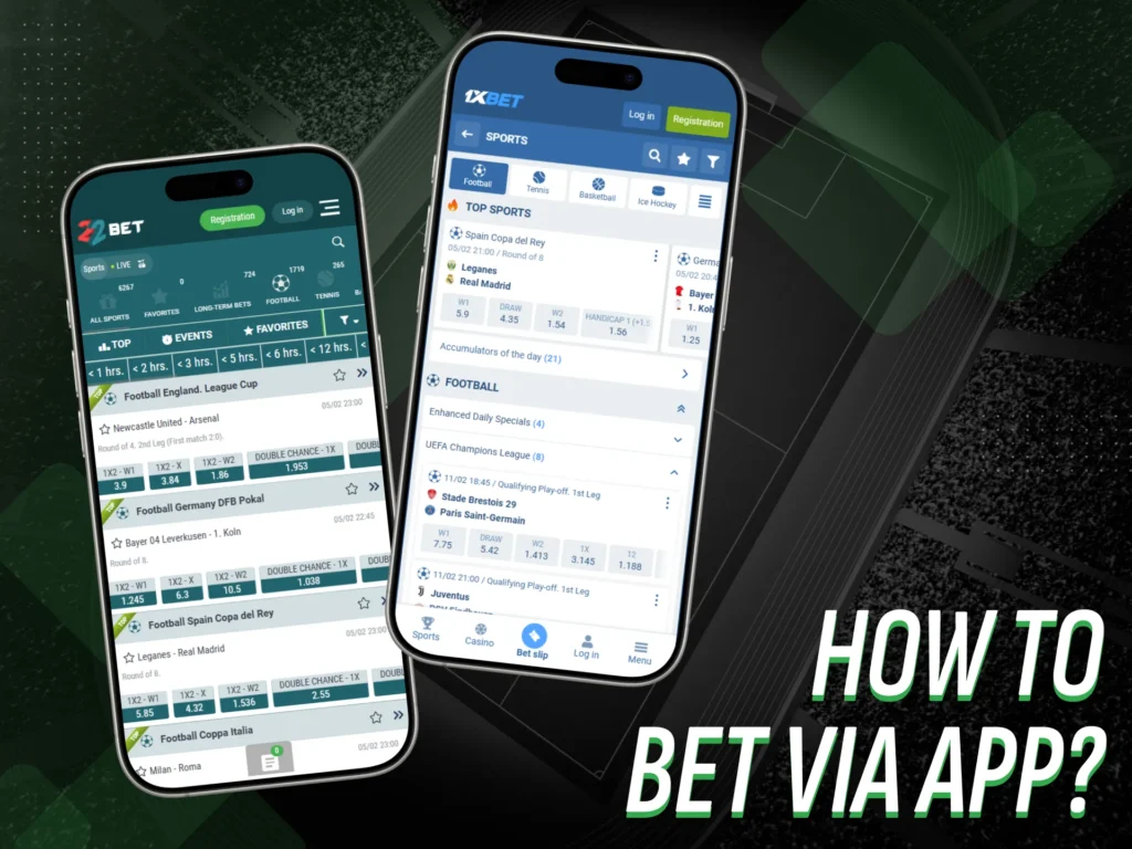 How to place bets on football using the app.