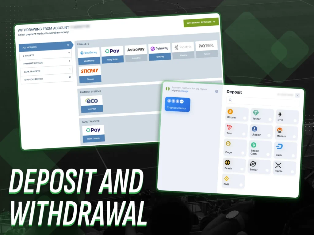 How to deposit and receive payments in football betting.