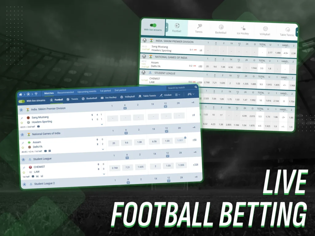 Live football betting allows clients to place bets during a match.