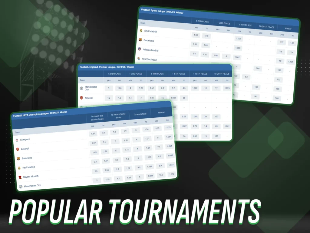 Football offers a variety of tournaments where gamblers can place their bets.