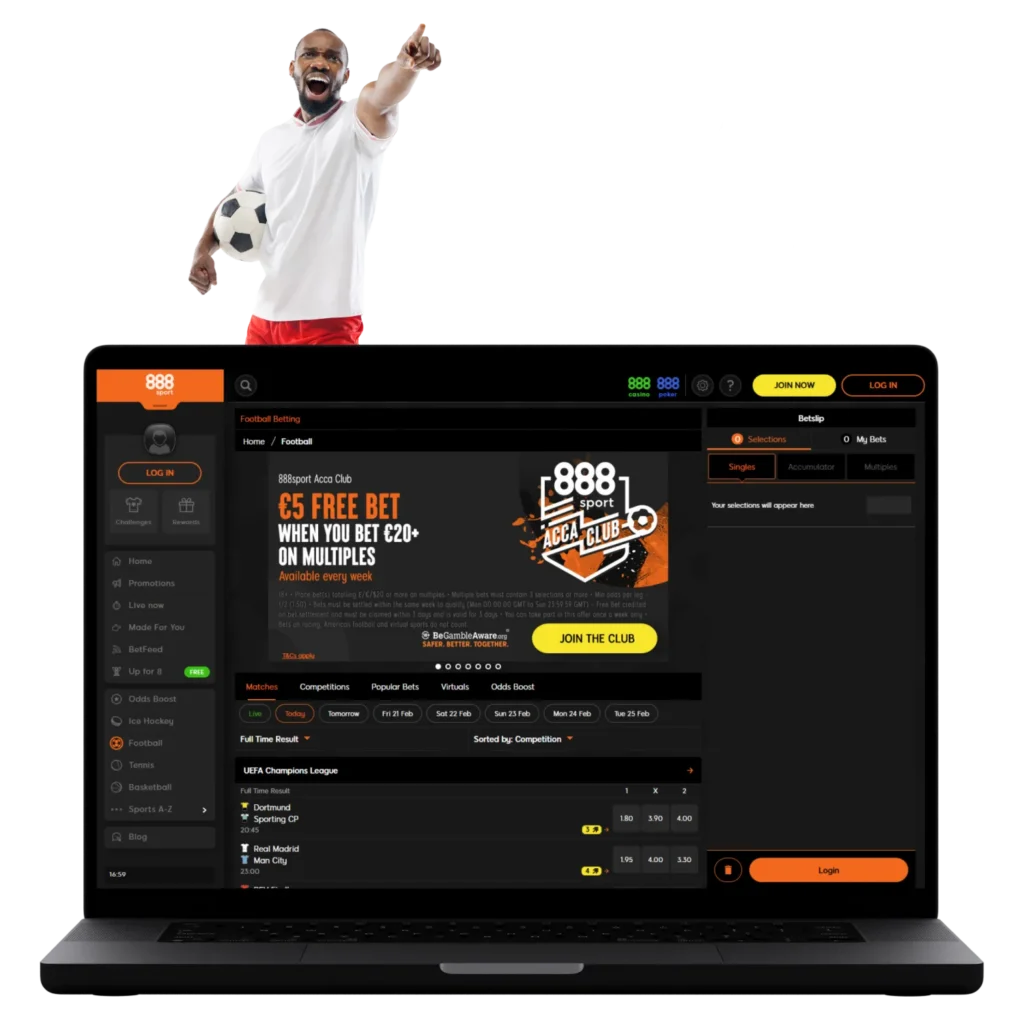 888sport allows Nigerian users to wager on various football events.