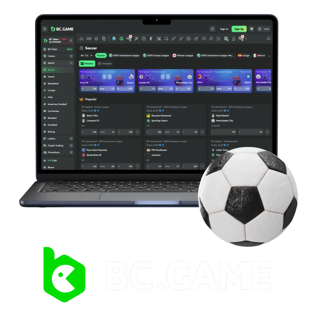 BC Game offers Nigerian users a seamless football betting experience.