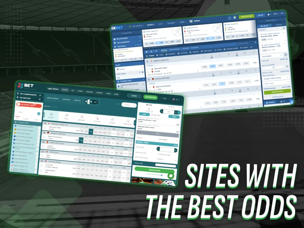 Nigerian football betting platforms with the most favorable odds.