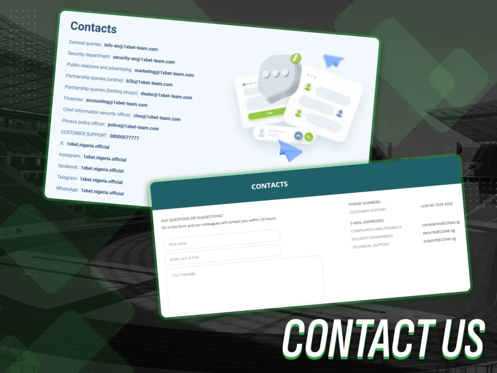 Contacts of online sports betting websites in Nigeria.