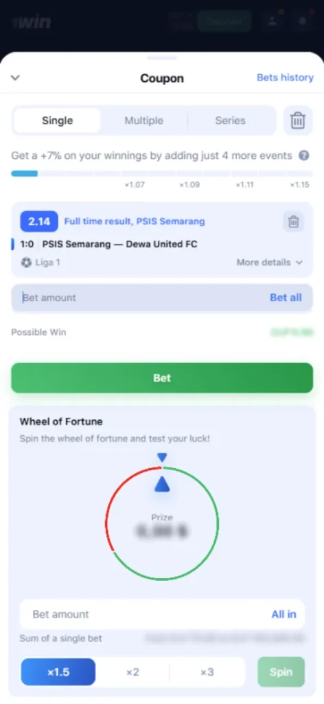 Please enter your stake and confirm your bet.