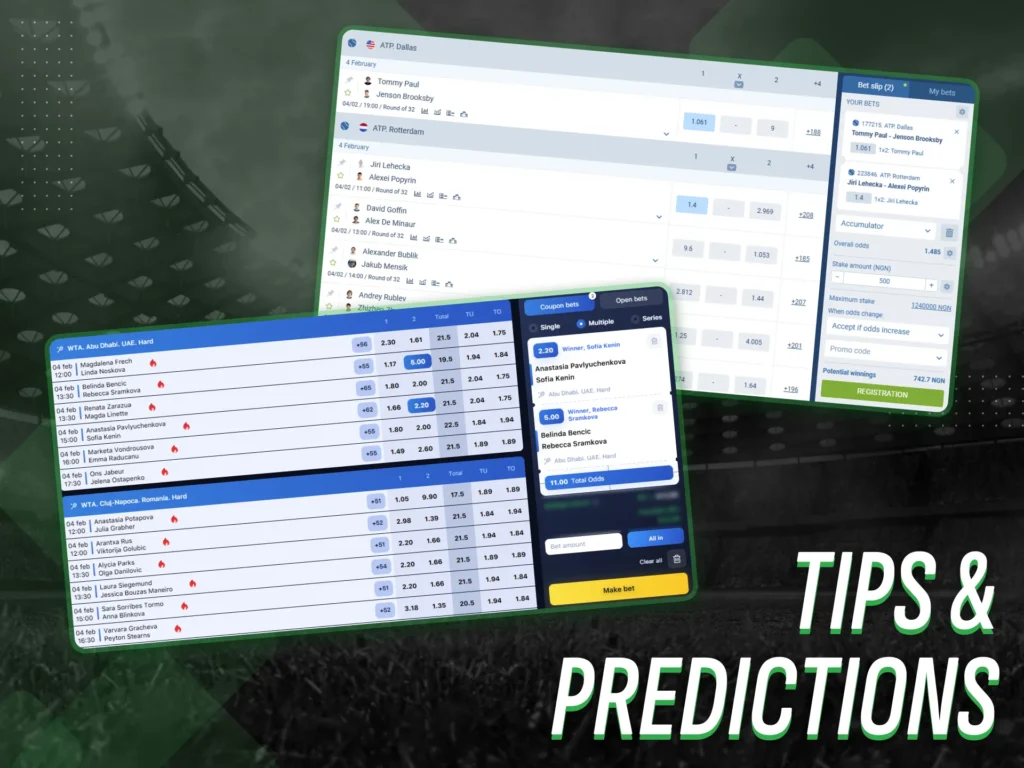 Use accurate sports betting tips and predictions to make informed bets.
