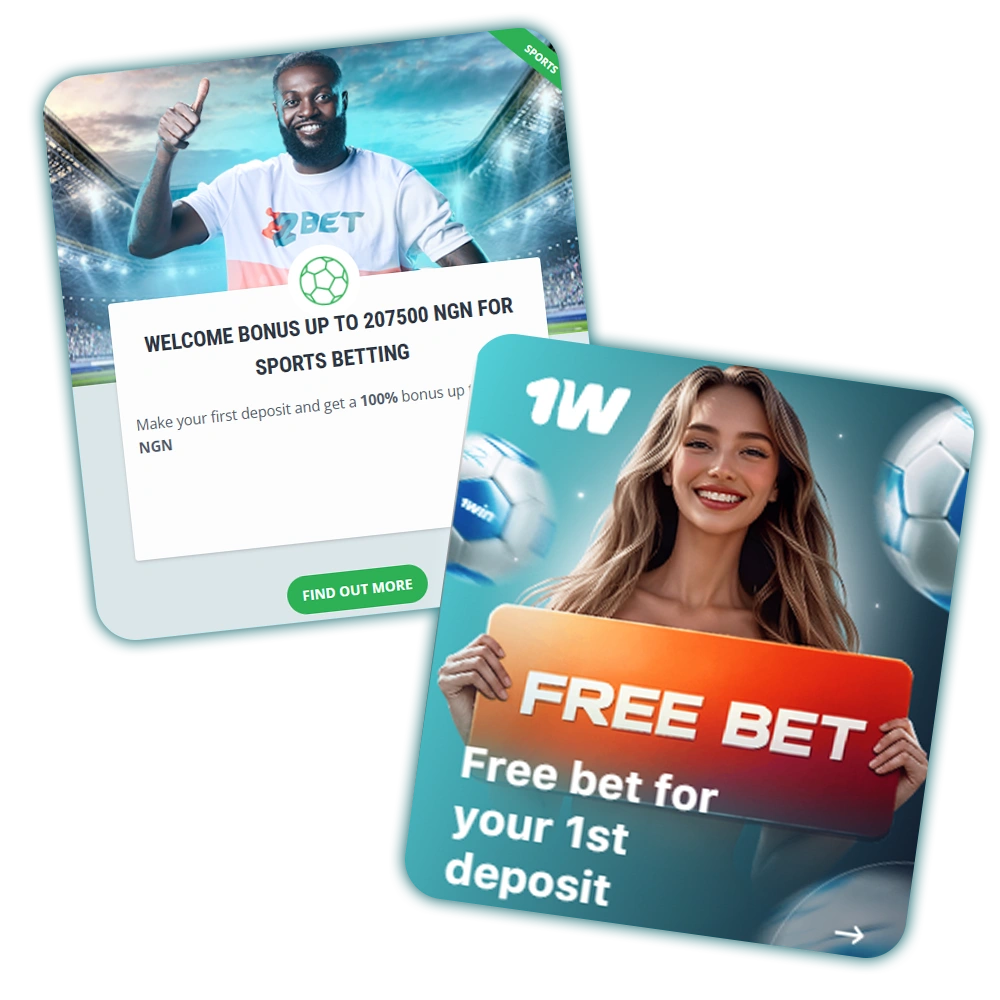 Welcome bonuses are available at betting sites in Nigeria.