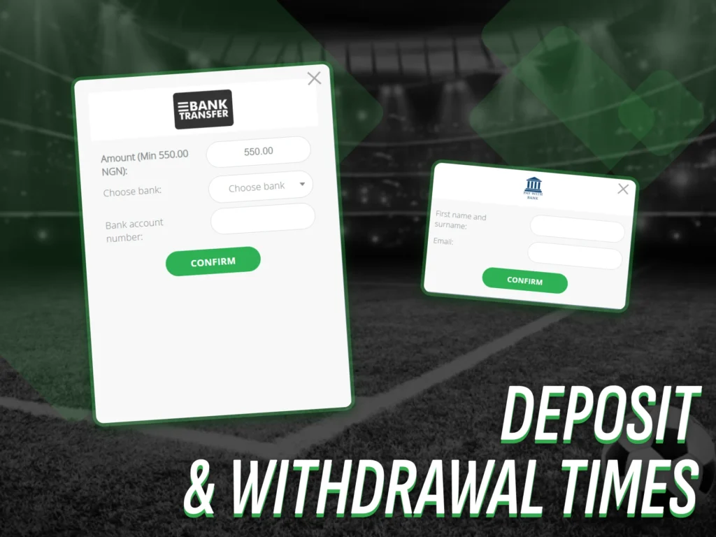 Deposit and withdraw funds quickly using Bank Transfer.