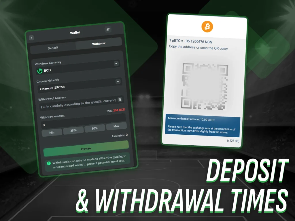 Make swift deposits and withdrawals using cryptocurrency.