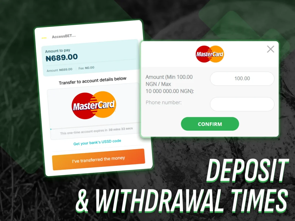 Make fast deposits and withdrawals using Mastercard.