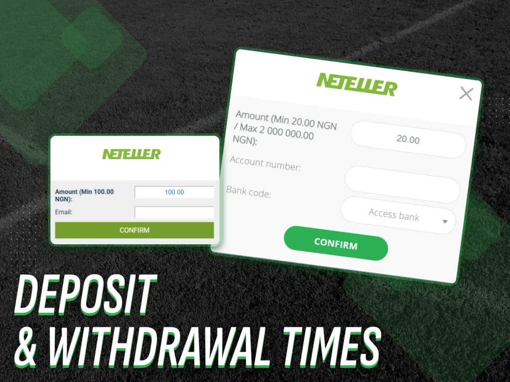 Neteller offers fast deposit and withdrawal options.