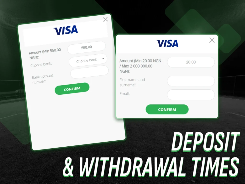Enjoy the convenience of fast deposits and withdrawals with Visa.