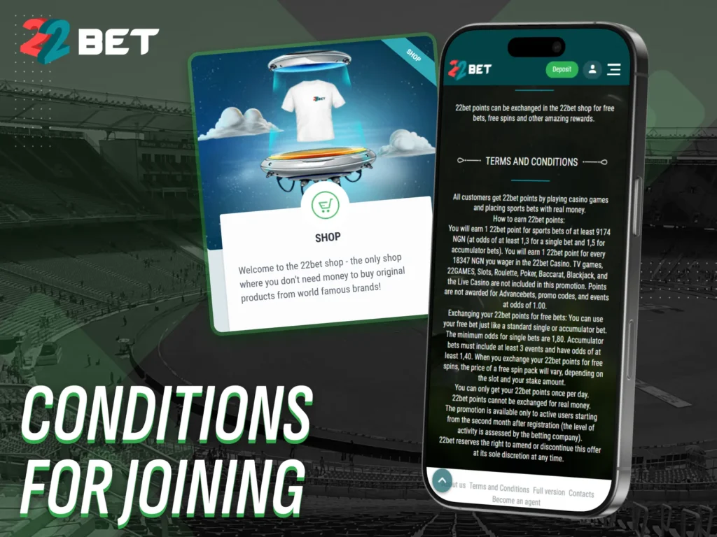 Review eligibility conditions to join the 22bet app VIP program.
